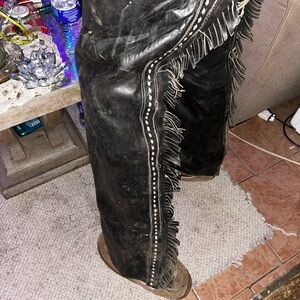 Black Leather Fringe chaps